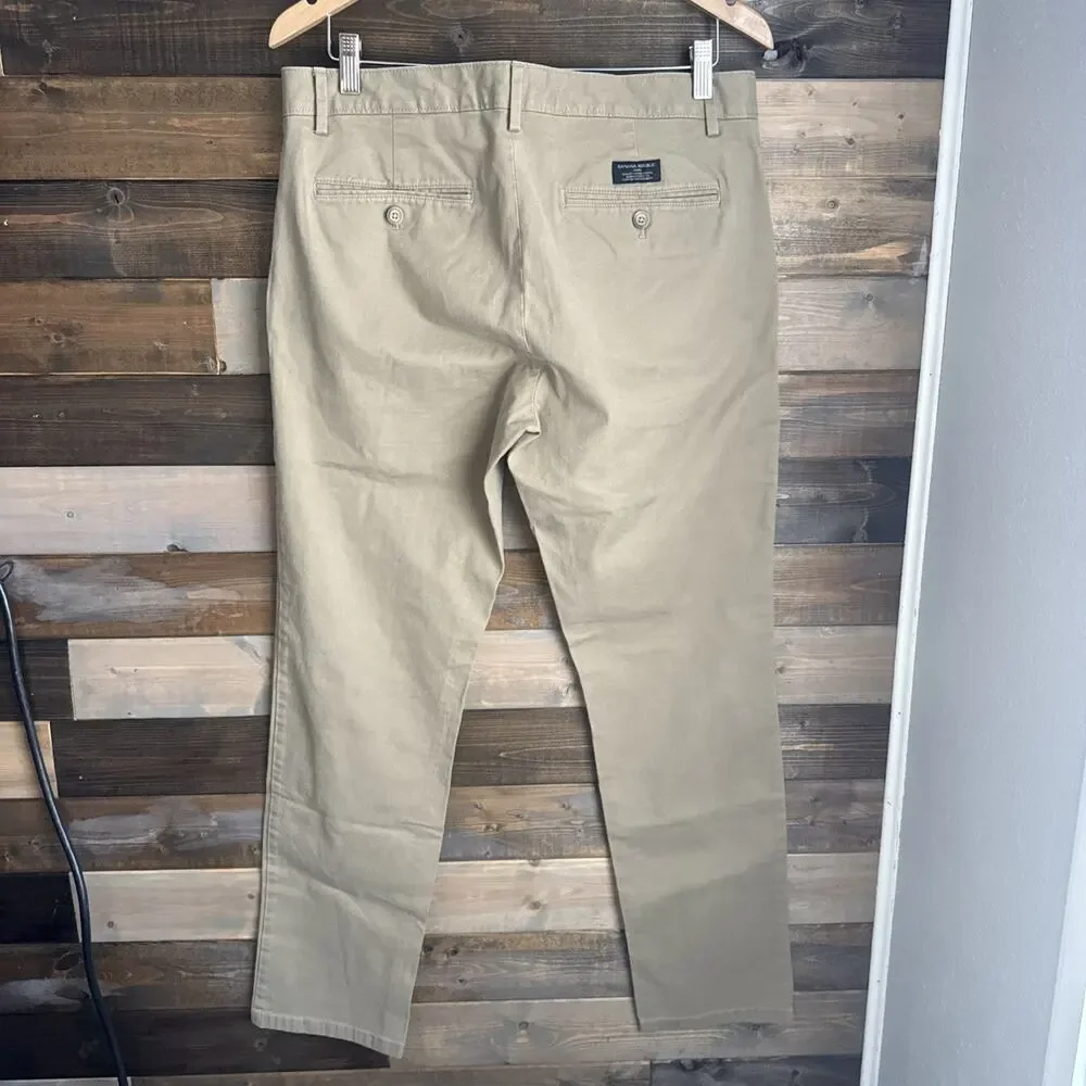Banana Republic Fulton Chino Pants 34x32 Khaki Tan Skinny Fit Cotton Stretch